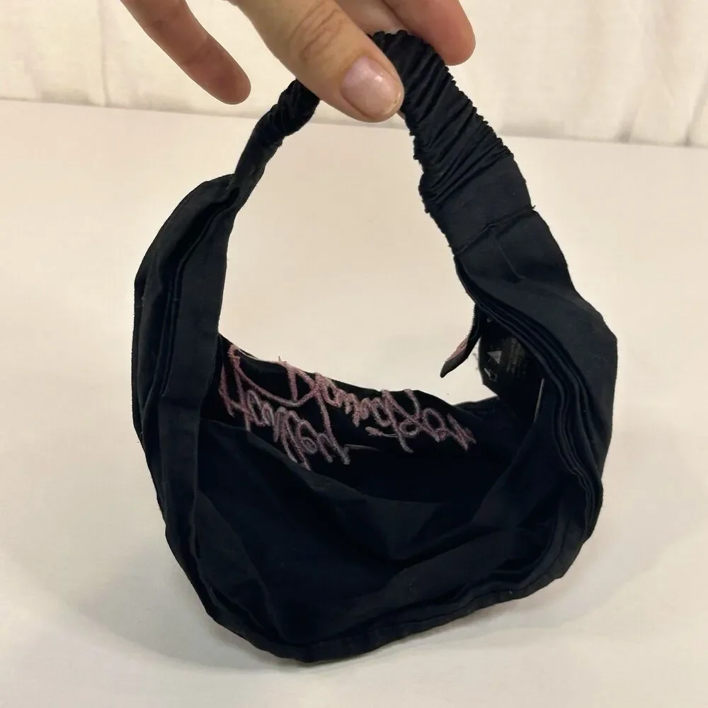 HARLEY DAVIDSON WOMENS Black HEAD Wrap BAND Pink Embroidered Elastic
